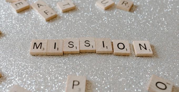 Scrabble tiles that spell out mission.